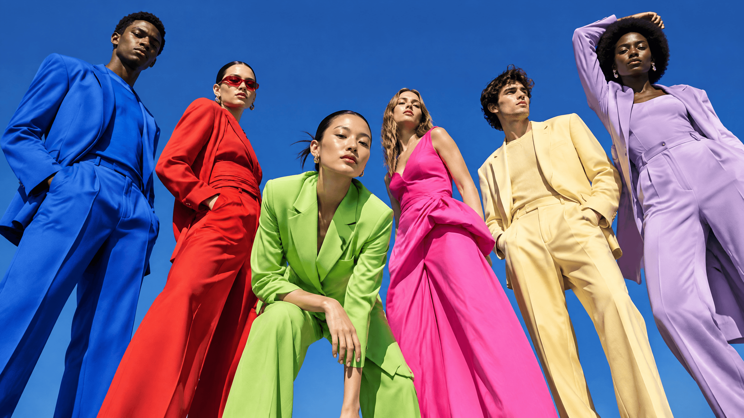 Six-Color Low-Angle Fashion Campaign, a real GPT Image 2.5 · Flare result