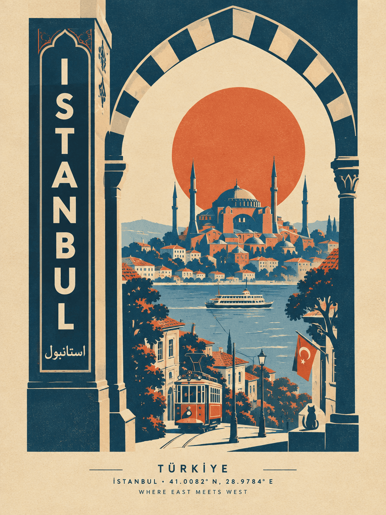 Istanbul Screen-Print Travel Poster, a real GPT Image 2.5 · Flare result
