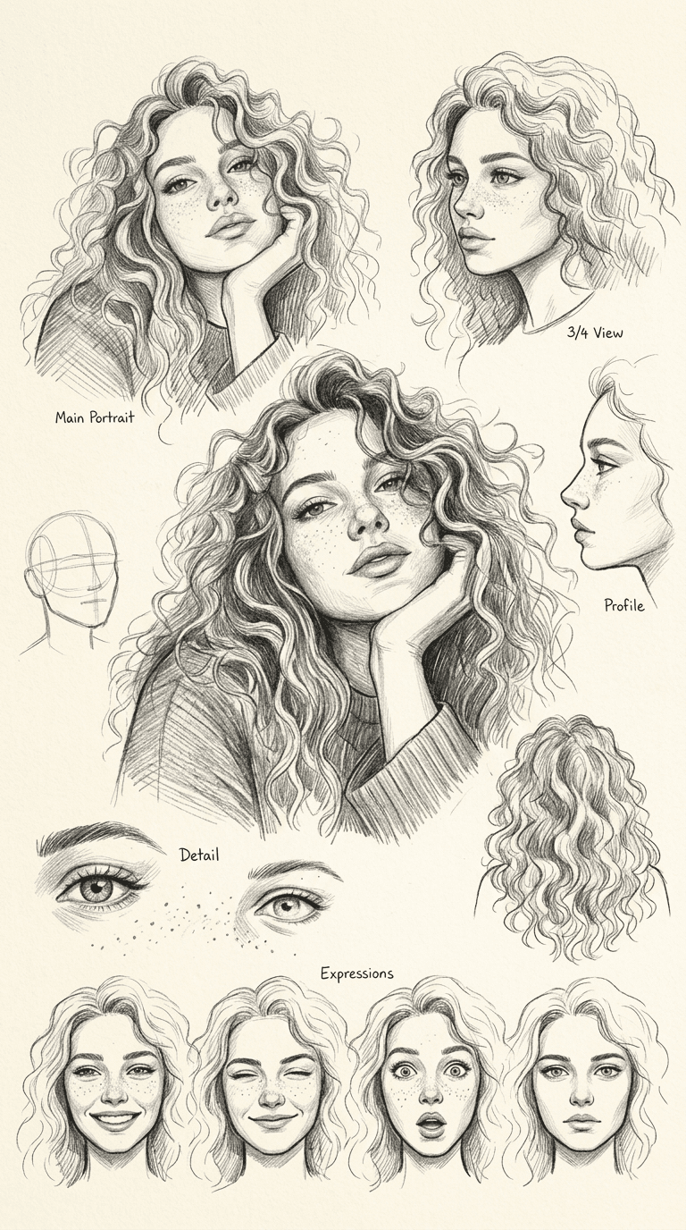 After result for Pencil Character Concept Sheet