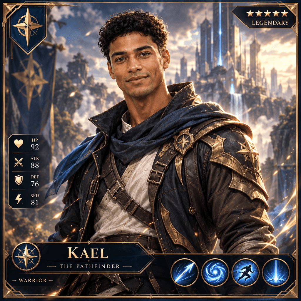 Illustrated Adventure Character Card, a real GPT Image 2.5 · Flare result