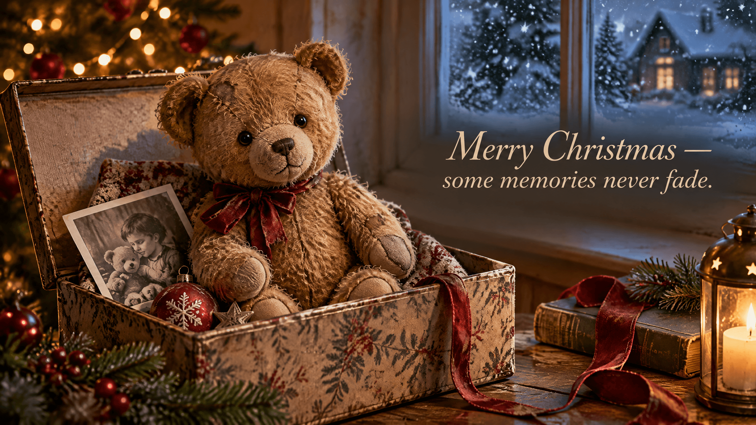 Keepsake Teddy Christmas Card, a real GPT Image 2.5 · Sunburst result