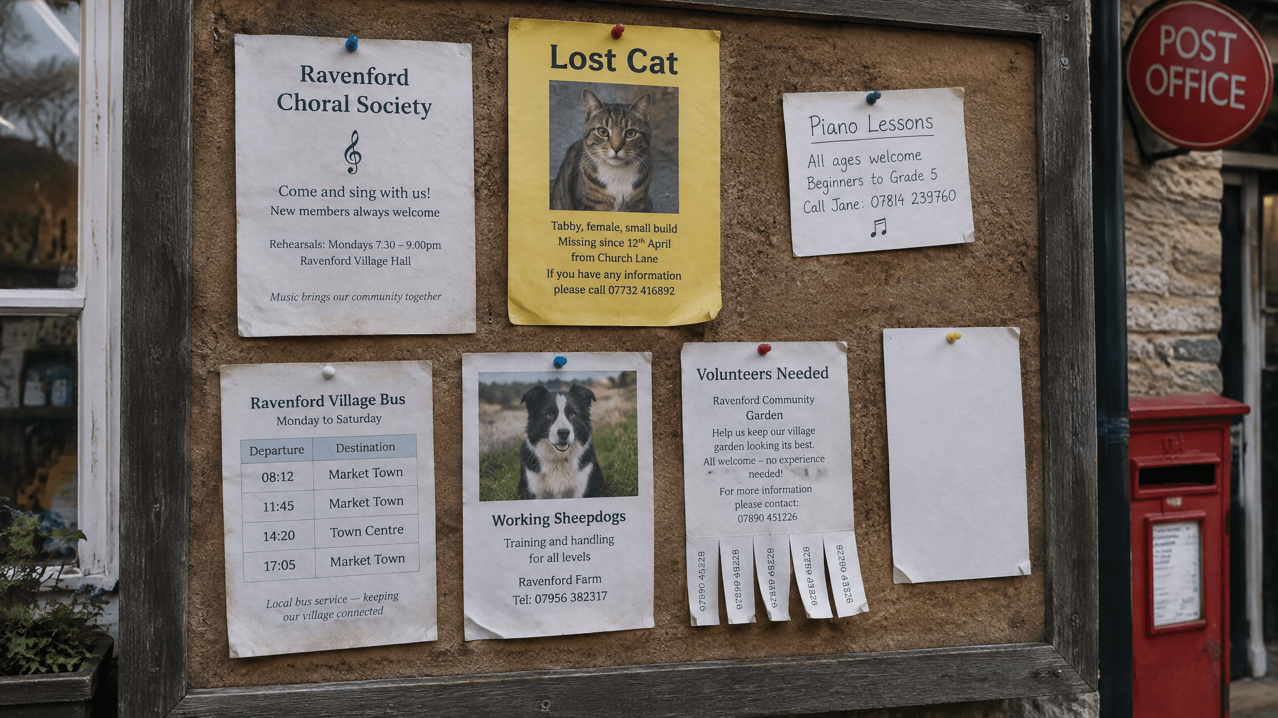 English Village Noticeboard, a real GPT Image 2.5 · Flare result