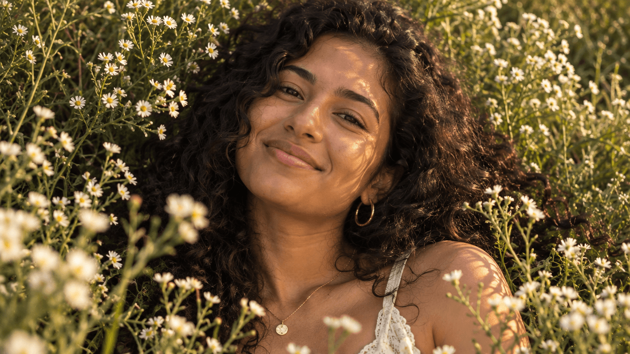 Wildflower Golden-Hour Portrait, a real GPT Image 2.5 · Sunburst result