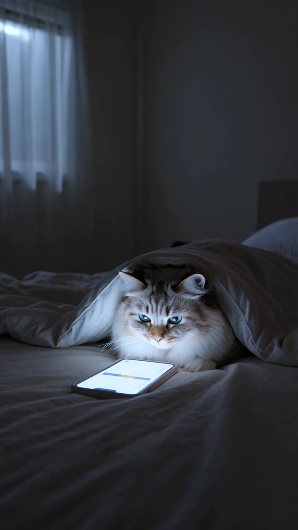 Sneaky Midnight Cat Phone Check (Kling3Pro)