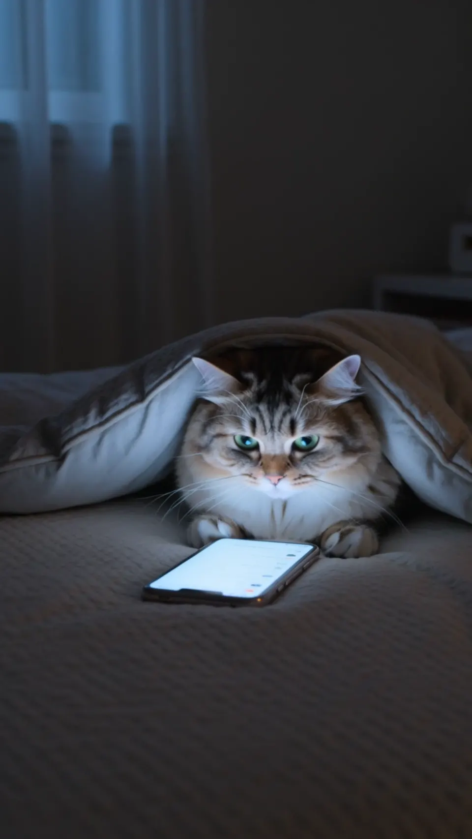 Sneaky Midnight Cat Phone Check (Kling3 Standard)